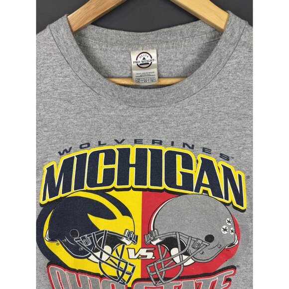 Vintage Y2K Michigan Wolverines VS Ohio State Buckeyes NCAA Football Grey Shirt - Picture 3 of 14
